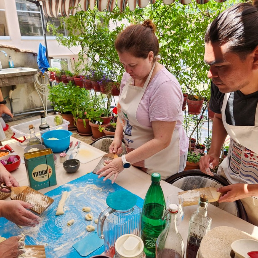 Morgan Legge, Convert's Change Management Lead enjoys a cooking class, Kotor Bay 2024