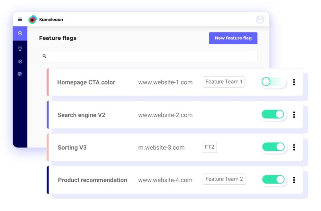 Kameleeon offers a full A/B testing suite, including both web and feature experimentation.